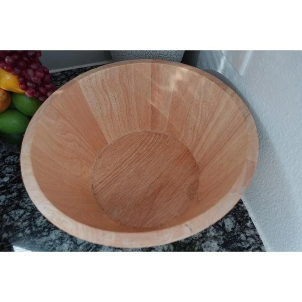 Clay art Large vintage wooden‎ Olive branch serving bowl 12 inches wide